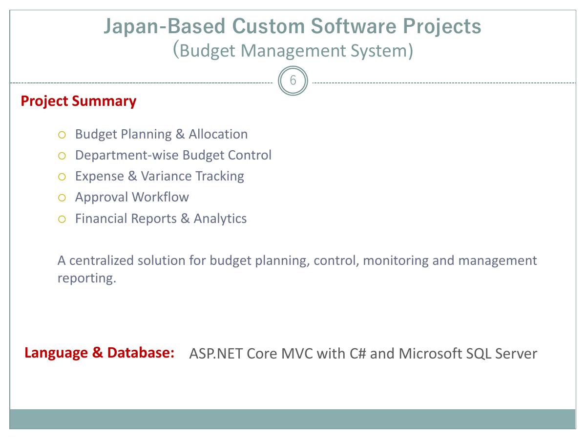Budget Management System — supplied project profile page